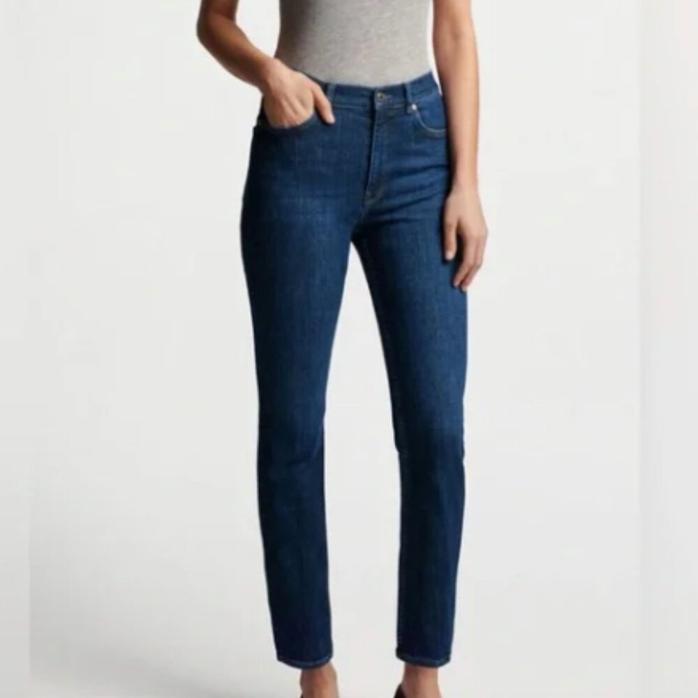 Peter Millar Williamson Straight-Leg Crop Denim Jeans dark wash indigo 30R  NWT